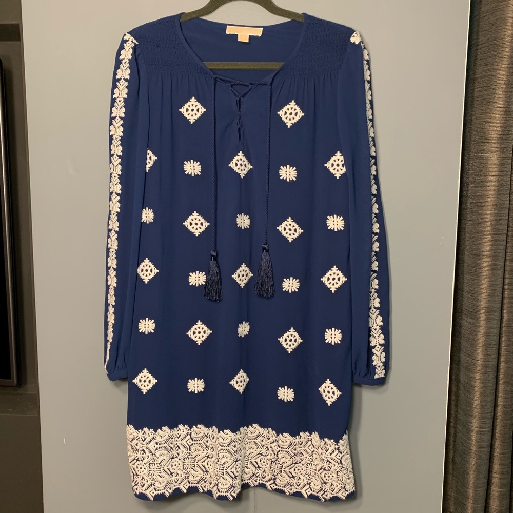 Michael Kors Navy Blue and White Dress Size Small